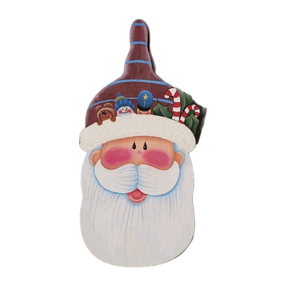 The Unbranded Brand Other - Vtg Handmade Wood Hand Painted Santa Claus Christmas Decorative Cutting Board